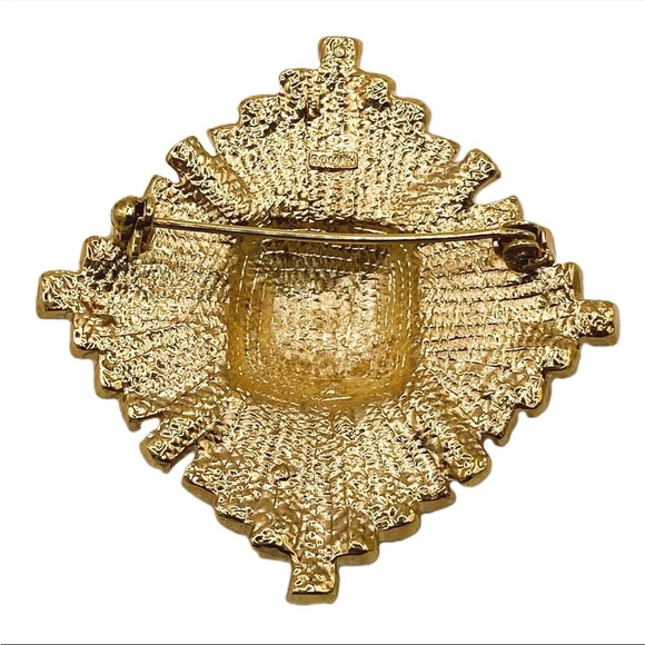 NWT Vintage Roman Company Rhinestone Brooch, Gold Tone, Starburst Diamond Shape - Picture 4 of 6